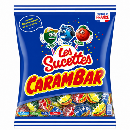Carambar Sucettes Family 84g – Assortiment de sucettes fruitées