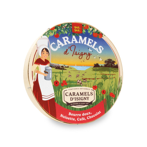 Boîte en bois de fondants au caramel beurre salé 150g Caramels d'Isigny