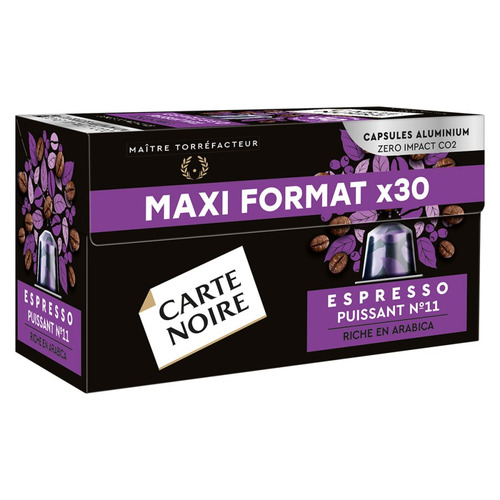 Capsules Espresso Classique Intensité 11 Carte Noire - boîte de 30