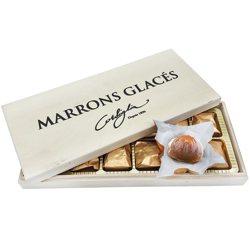 Marrons glacés Corsiglia Turin – Coffret bois Golden 12 marrons glacés entiers, 240 g