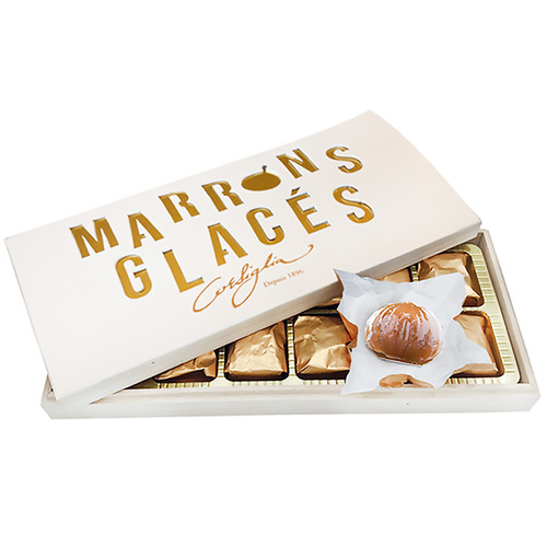 Marrons glacés entiers Corsiglia, coffret bois Golden 8 pièces, 160 g