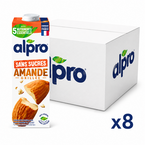 Alpro Boisson Amande Grillée 1L – Carton de 8 Briques