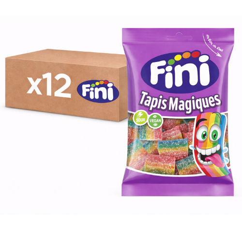Carton de 12 sachets de 90 g Bonbons Tapis Magiques Fizz Vegan Halal Fini