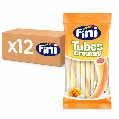 Carton de 12 sachets de 80 g Bonbons Tubes Creamy Mangue Halal Fini