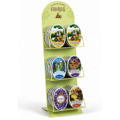 6 displays de 12 boîtes ovales Anis de Flavigny avec présentoir offert