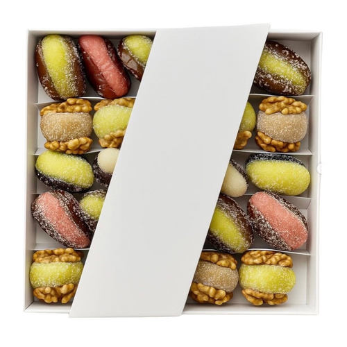 Boîte de dattes et noix fourrées à la pâte d’amande 450 g Gumuche