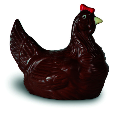 Moulage de poule au chocolat au lait garnie de fritures 200g 12 cm Guisabel