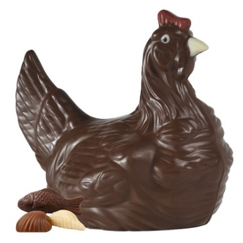 Moulage de poule au chocolat noir garnie de fritures 325 g Guisabel