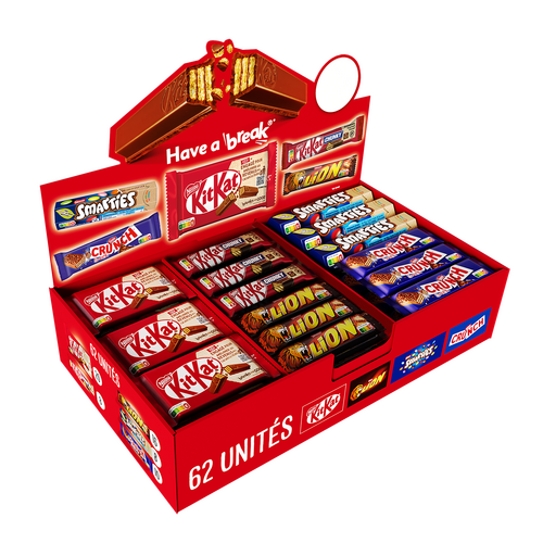 Choco Box Nestlé, 62 barres chocolatées assorties