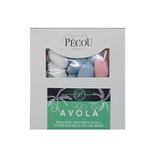 Dragées amandes Avola Suprêmes assorties blanches, roses et bleues 1 kg Pécou