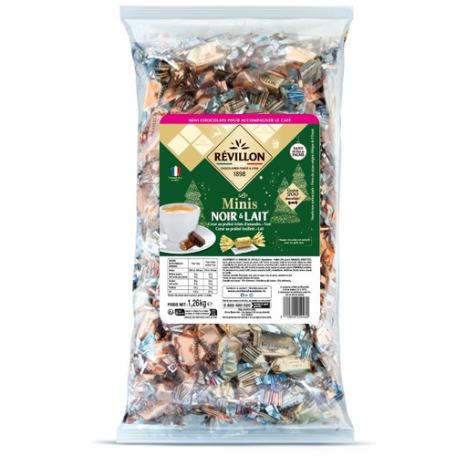 Mini Papillotes Chocolat Lait & Noir 70% – Sac 1.26kg – Révillon Chocolatier