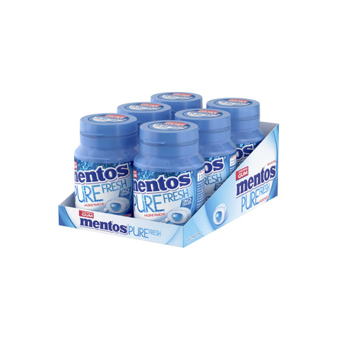 MENTOS GUM PURE FRESH Menthe– Lot de 6 bouteilles de 30 dragées