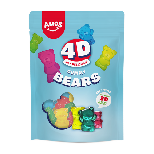 Bonbons oursons gélifiés Amos Gummy Bears 4D 120 g