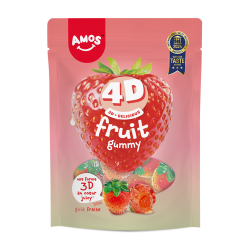 Délicieux AMOS FRAISE 4D en format 120g, parfait pour les amateurs de fruits.