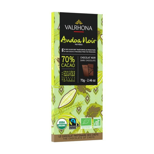 Tablette de chocolat noir Andoa 70%, 70g Valrhona