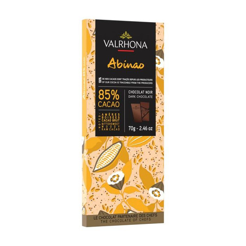 Tablette chocolat noir Abinao 85%, 70g Valrhona