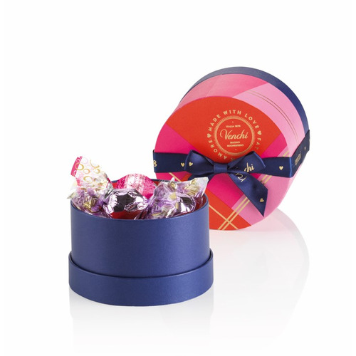 Coffret rond Valentine Small Hamper de chocolats assortis Venchi 90gr