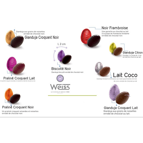 Oeufs pralinés WEISS aux chocolats assortis, 120 oeufs environ 4 kg