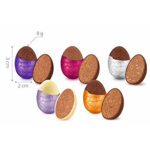 Œufs au chocolat Weiss assortis sous alu - boîte 2 kg